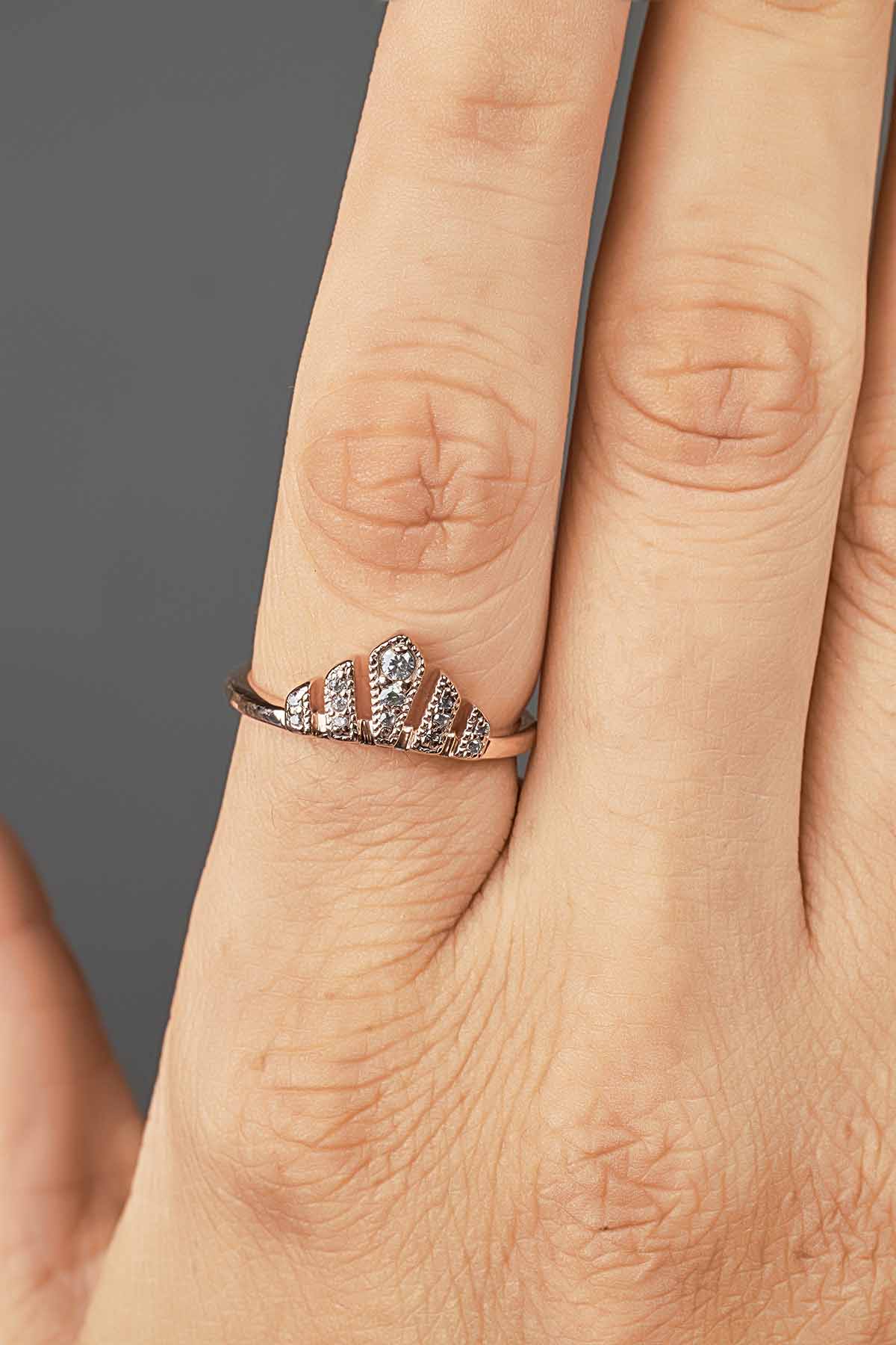 Moissanite Tiara Ring Stacking Wedding Band Anniversary Gift