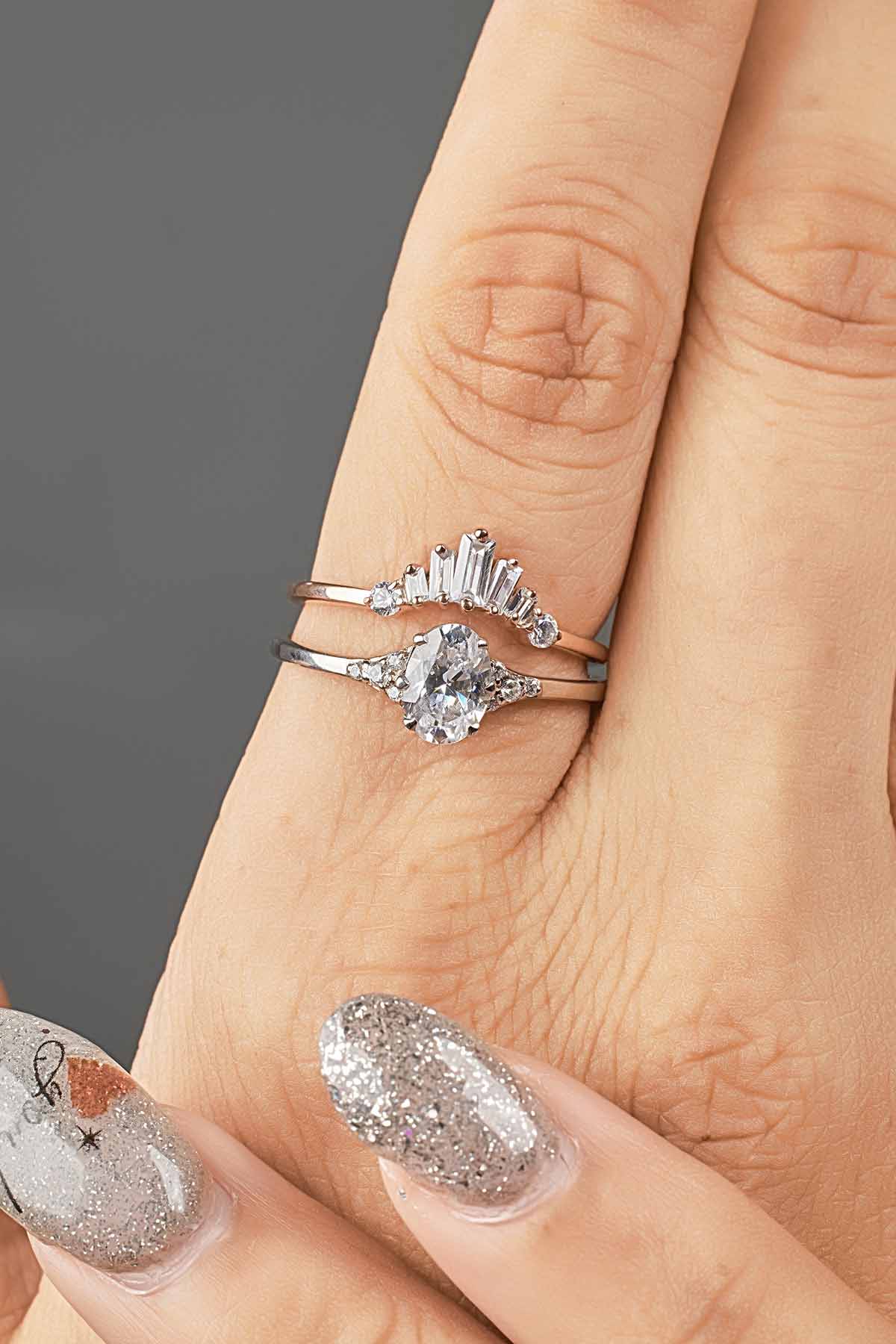 Tiara Wedding Band Ring Enhancer Engagement Stackable Rings 925 Sterling Silver