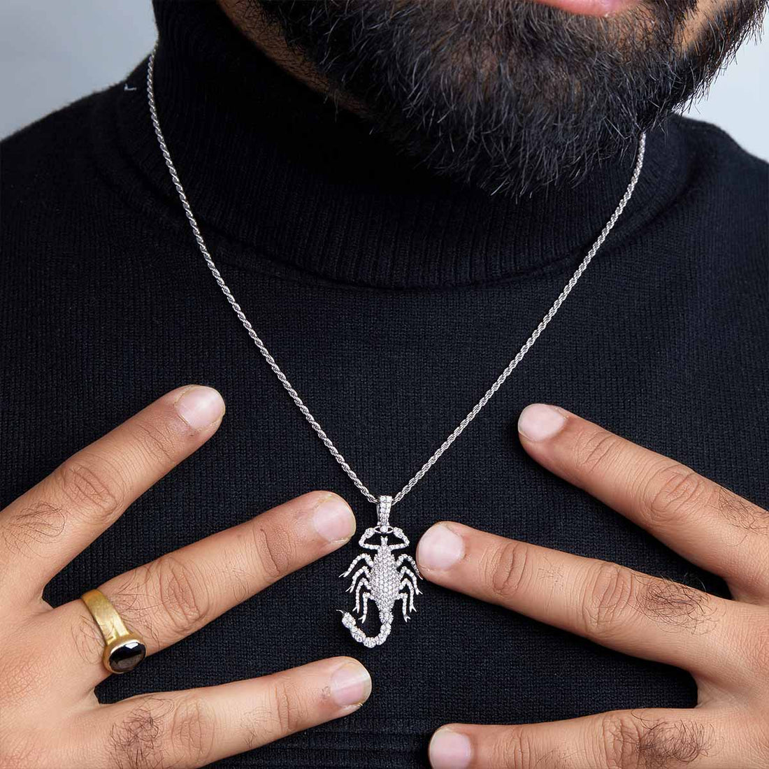 Icy Scorpion Necklace Moissanite Iced Out Scorpio Zodiac Pendant Sterling Silver