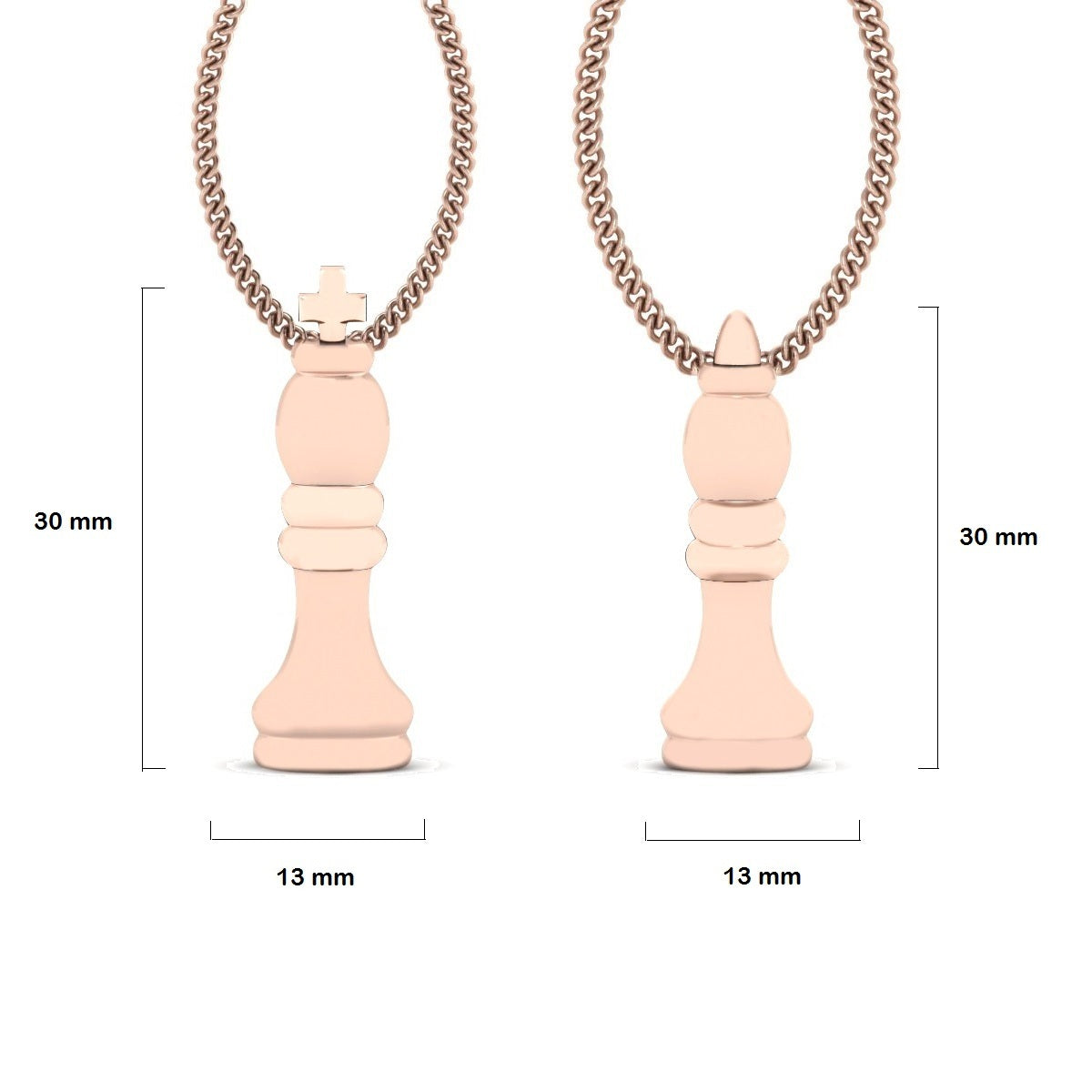 CHESS KING AND QUEEN PENDANT SET