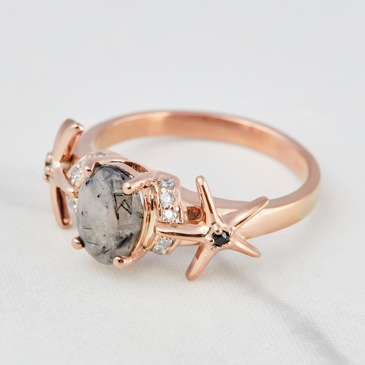Rutile Quartz Engagement Ring Set