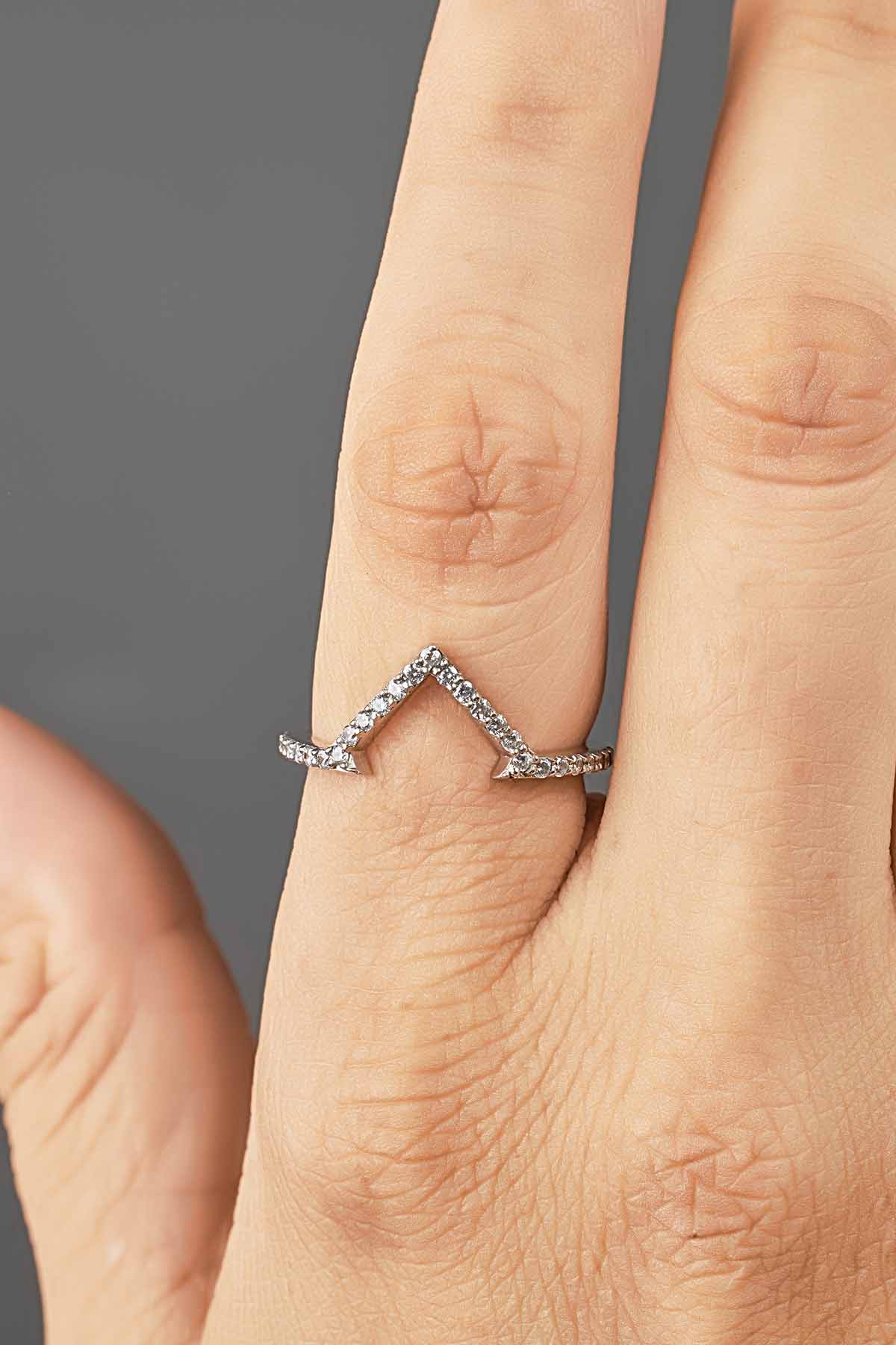 V Shaped Wedding Band Moissanite Chevron Ring Enhancer