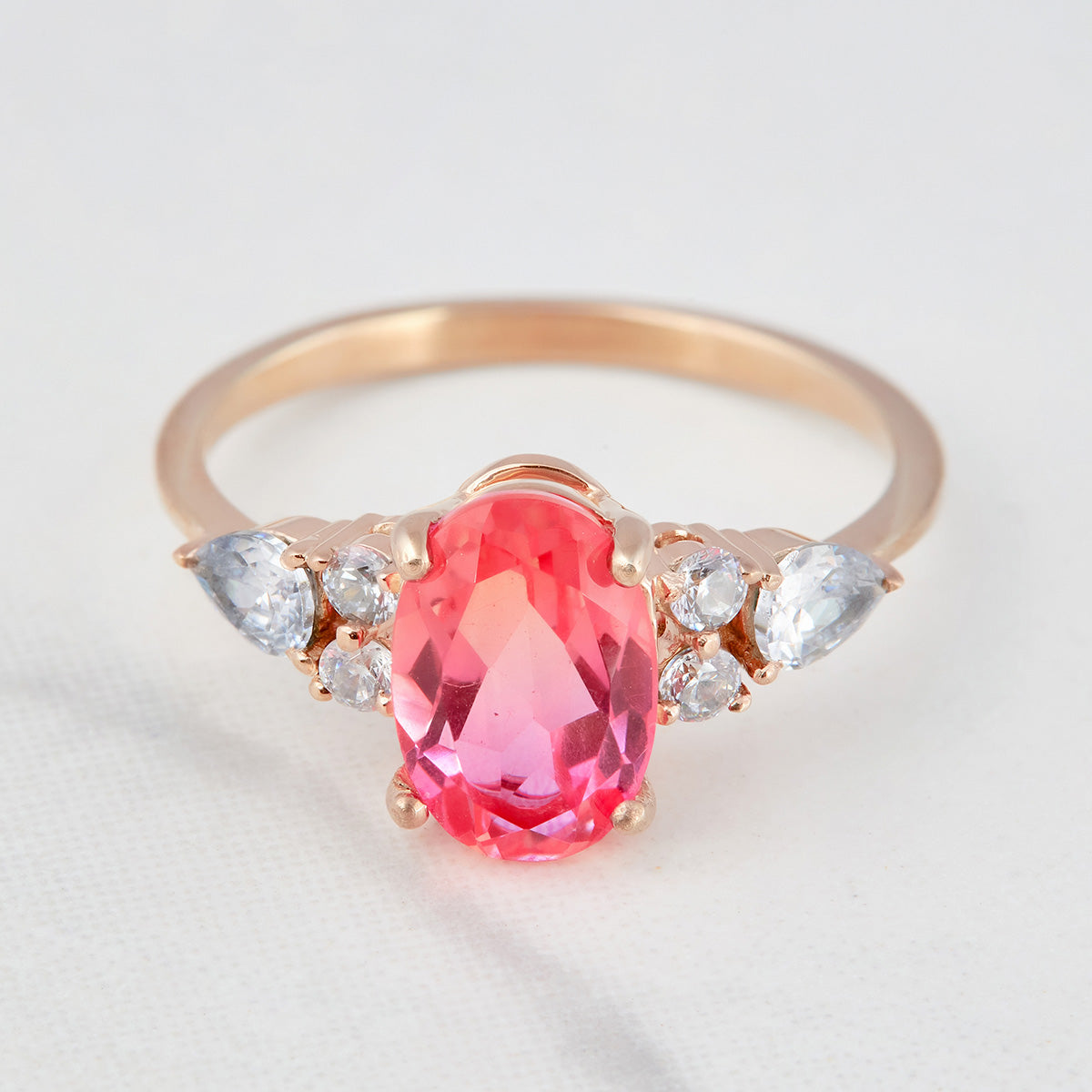 Doublet Stone Engagement Ring Set Oval Cut Bridal Wedding Set