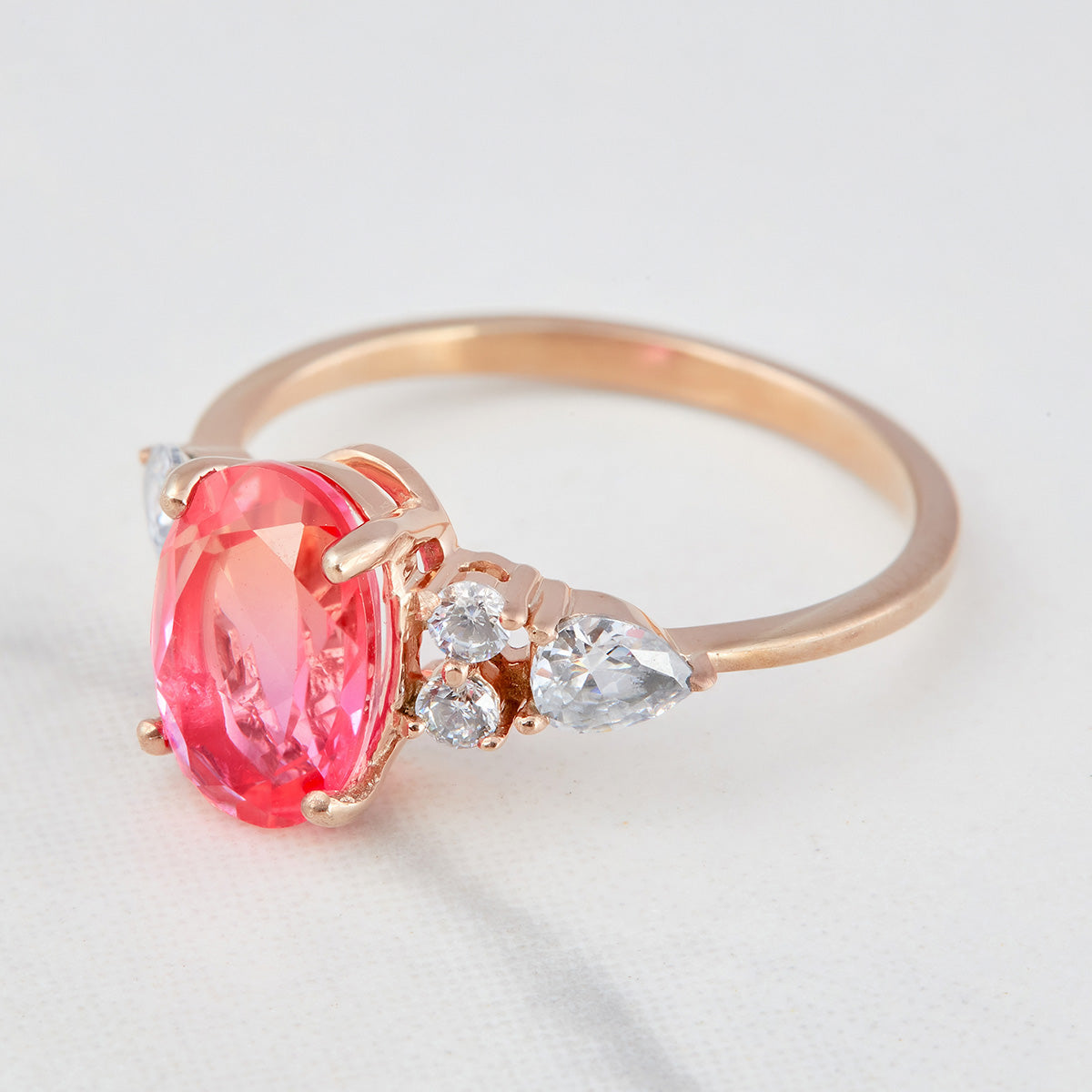 Doublet Stone Engagement Ring Set Oval Cut Bridal Wedding Set