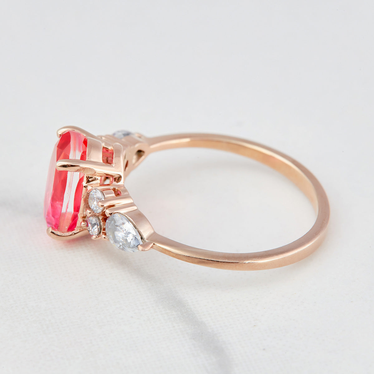 Doublet Stone Engagement Ring Set Oval Cut Bridal Wedding Set