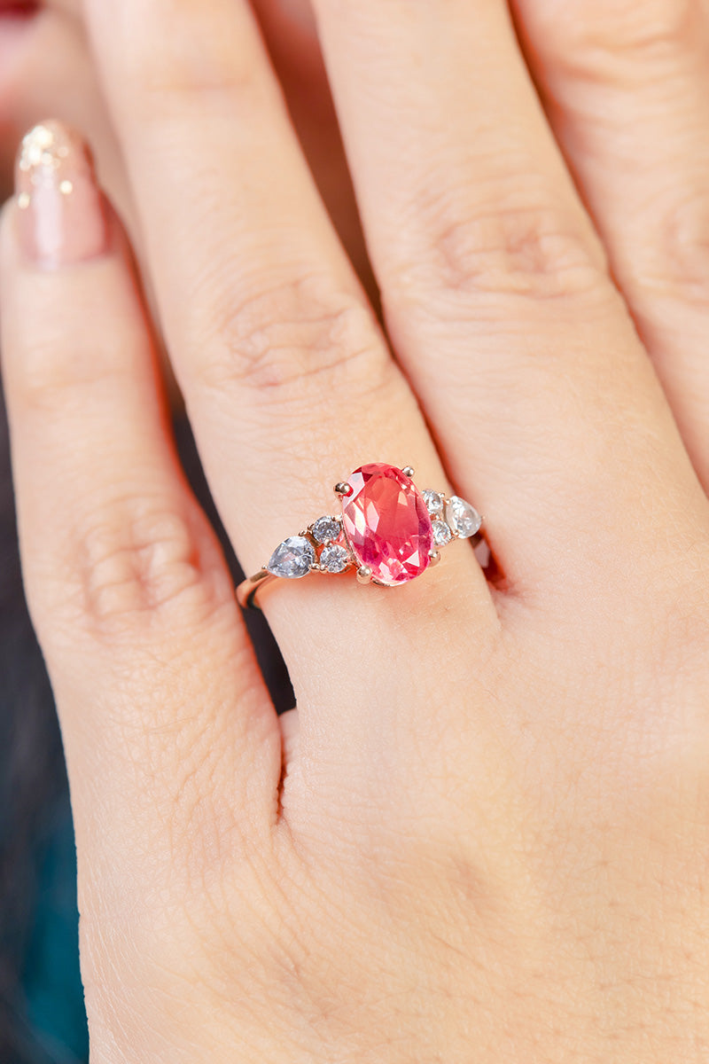 Doublet Stone Engagement Ring Set Oval Cut Bridal Wedding Set