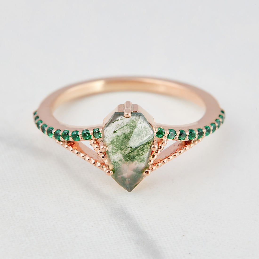 Natural Moss Agate Engagement Ring