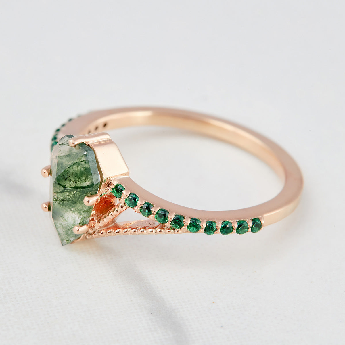 Natural Moss Agate Engagement Ring