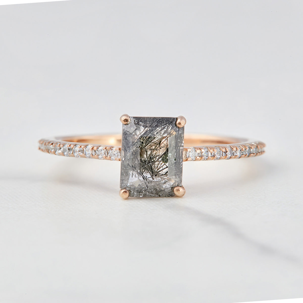 1CT Rutilated Quartz Engagement Ring