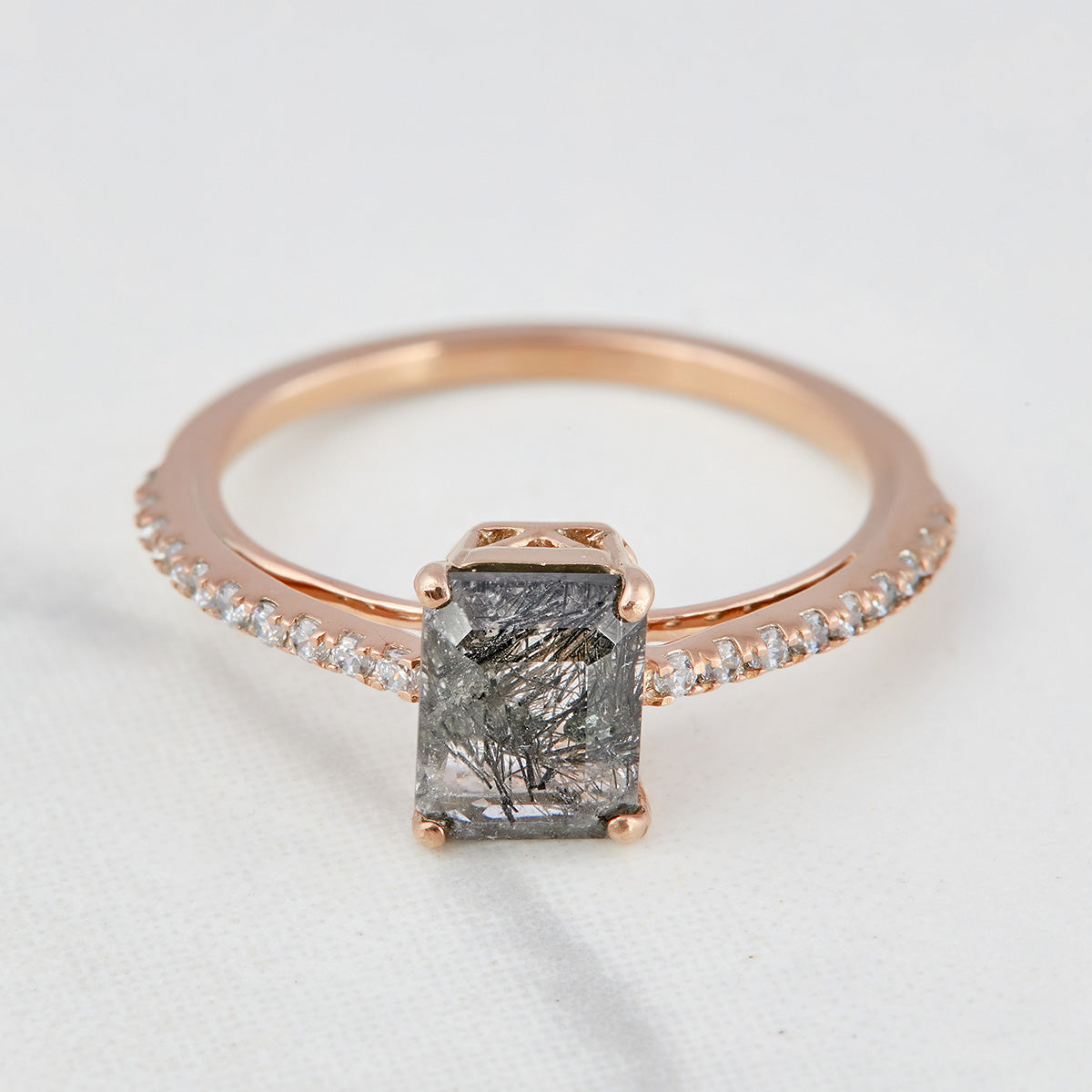 1CT Rutilated Quartz Engagement Ring