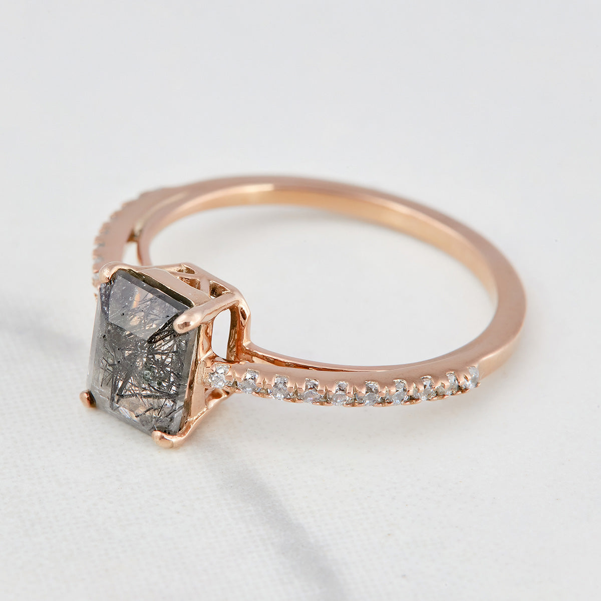 1CT Rutilated Quartz Engagement Ring