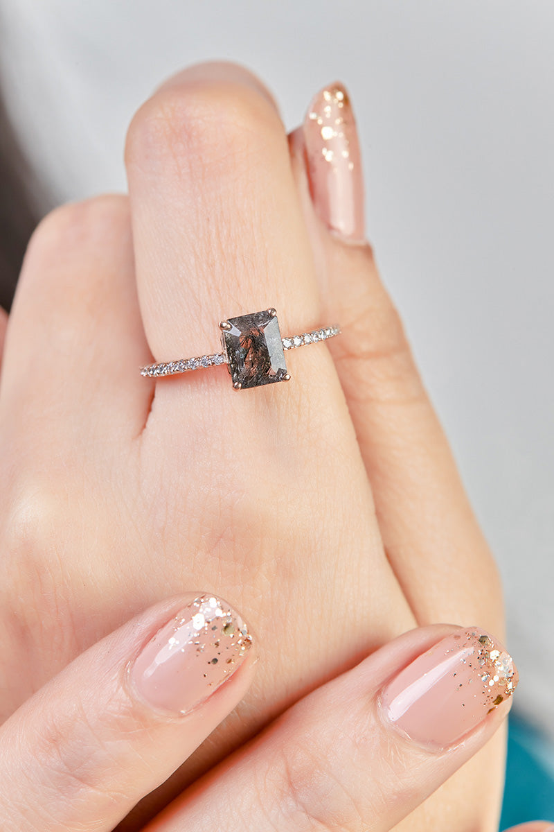 1CT Rutilated Quartz Engagement Ring