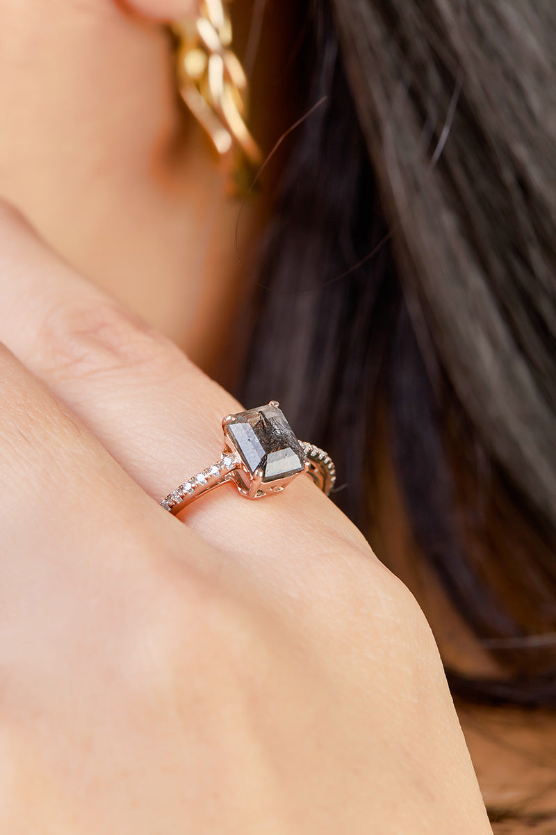 1CT Rutilated Quartz Engagement Ring