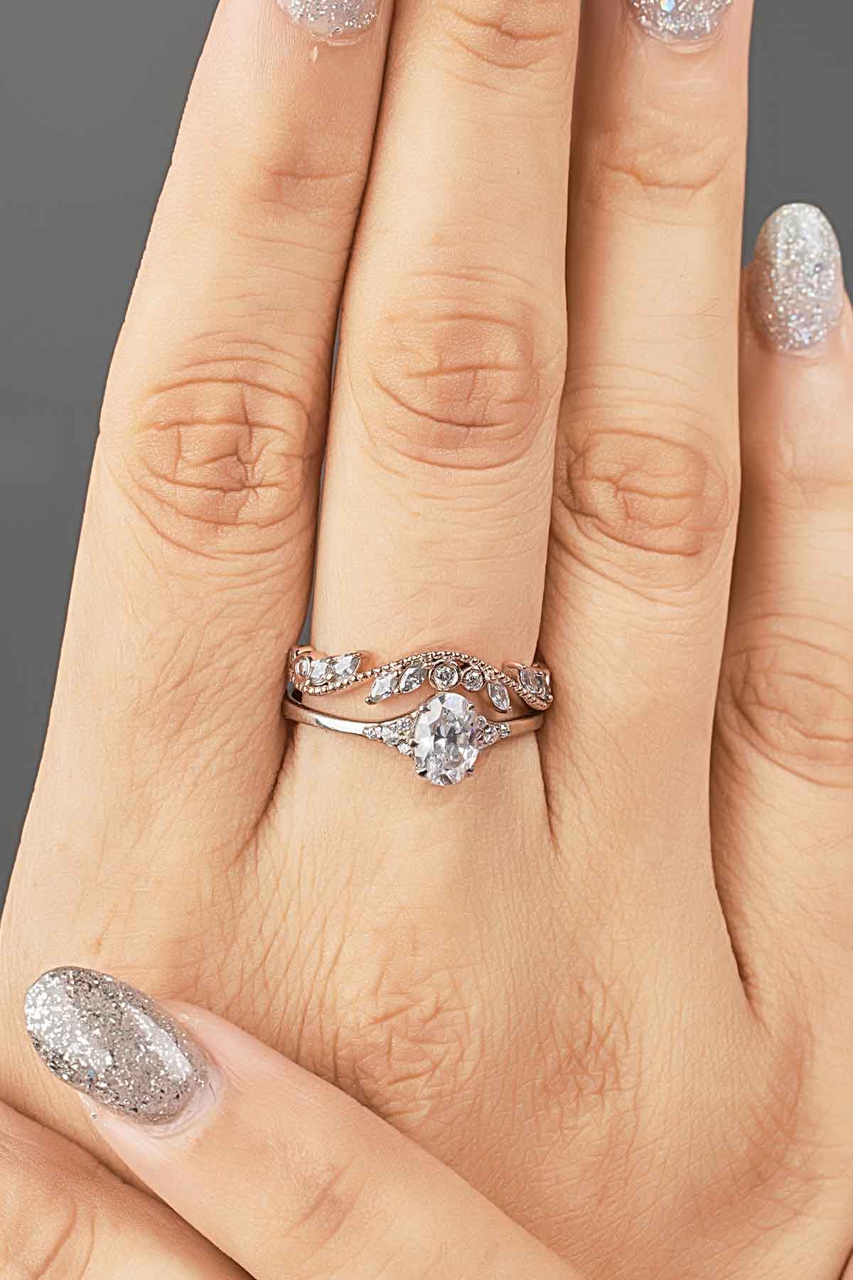 Enhancer Wedding Band For Women Curved Stack AAA CZ Marquise