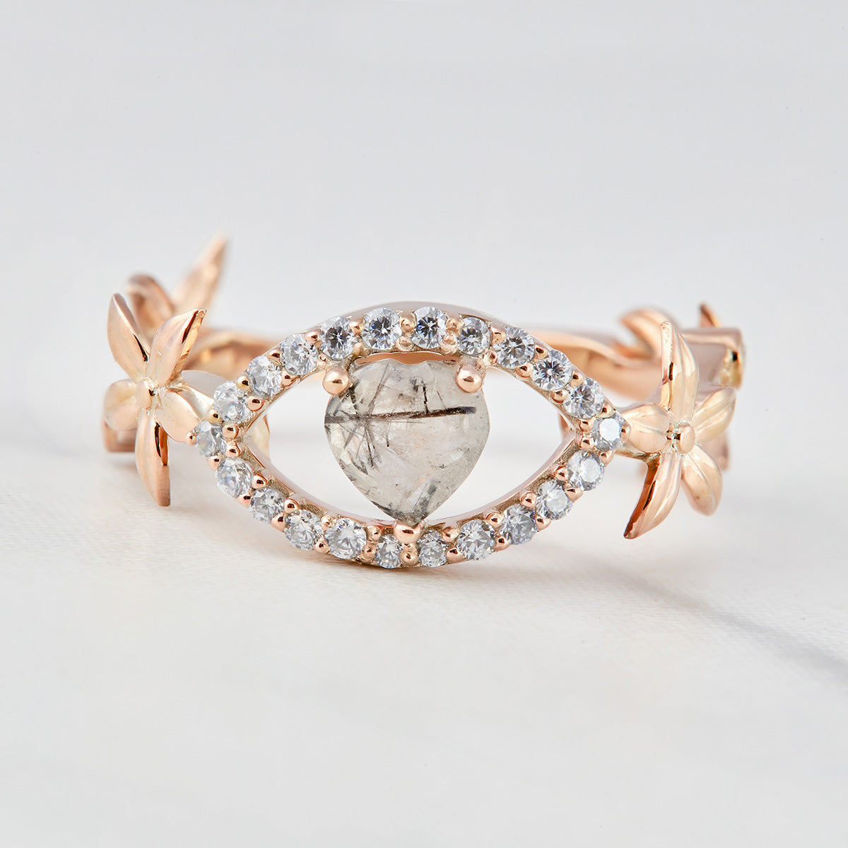 Rutilated Quartz Heart Engagement Ring