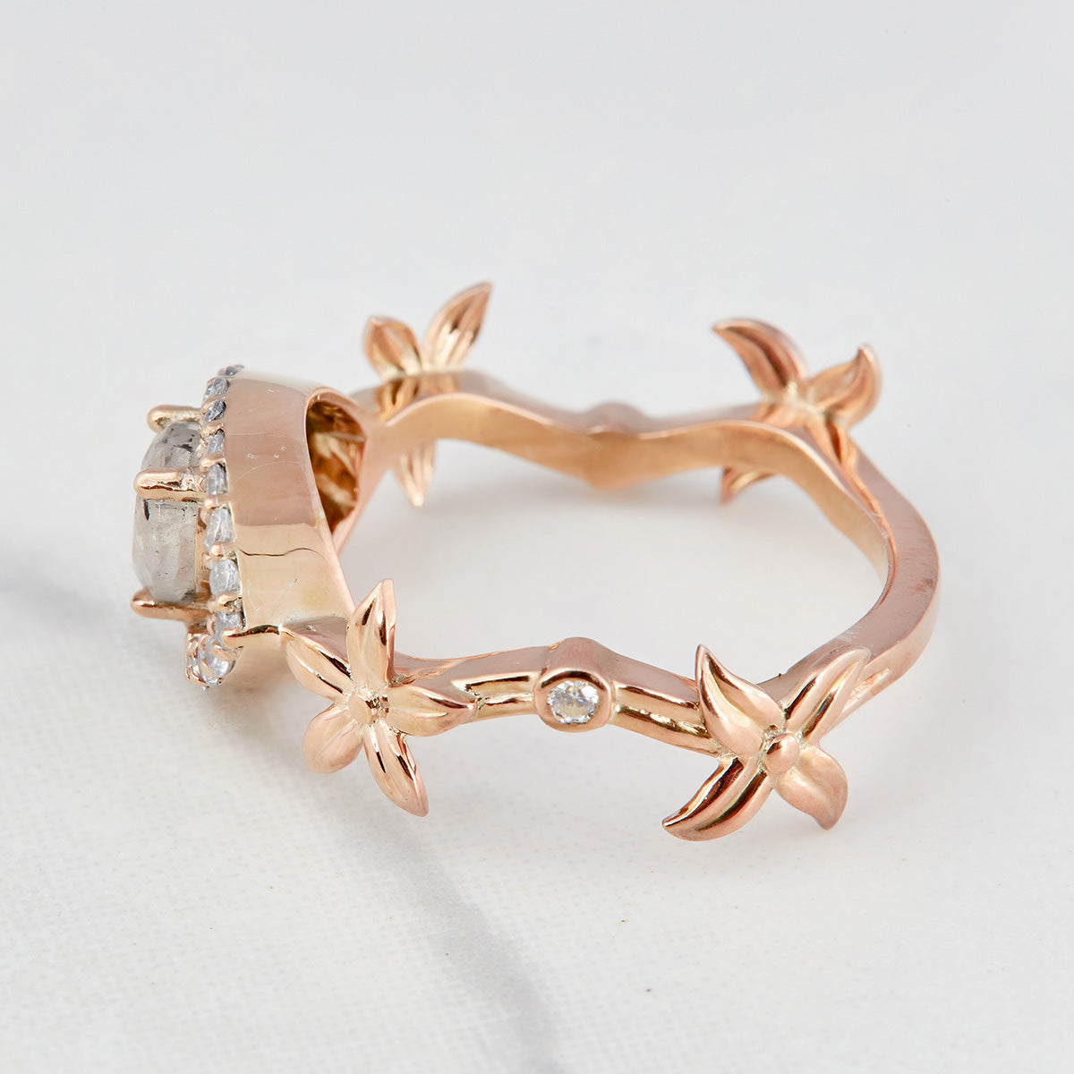 Rutilated Quartz Heart Engagement Ring