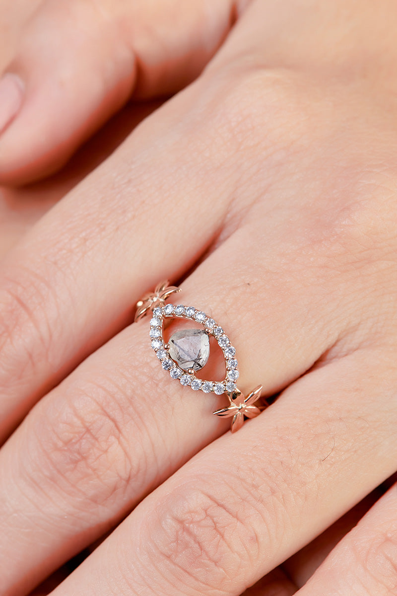 Rutilated Quartz Heart Engagement Ring