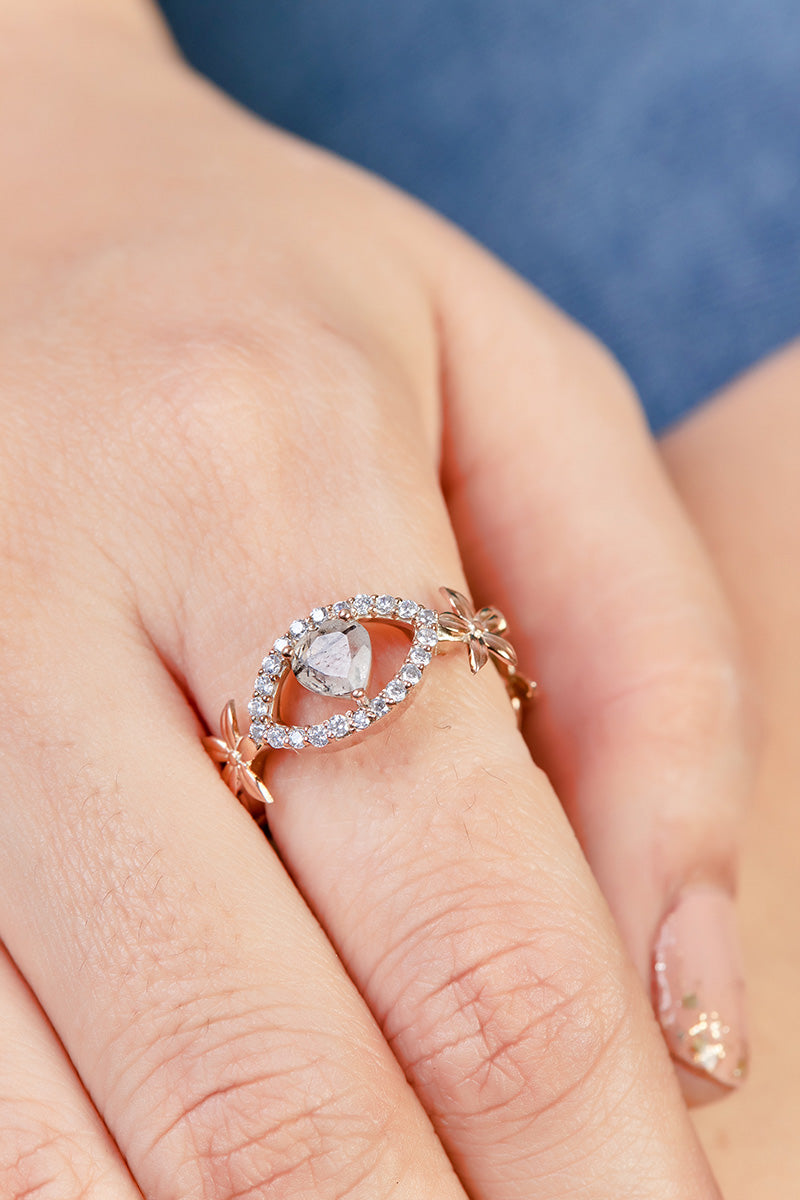 Rutilated Quartz Heart Engagement Ring