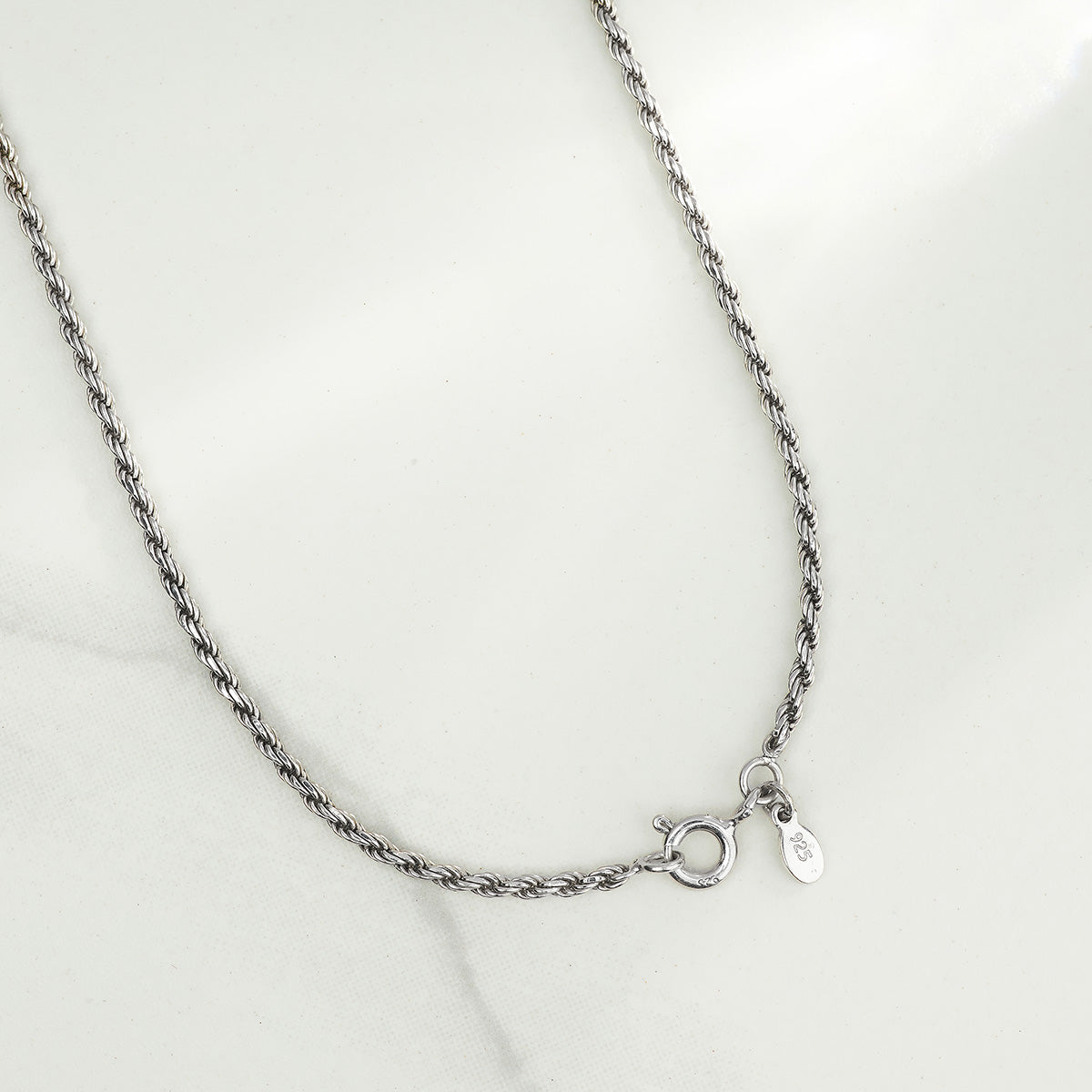Rope Chain Necklace 925 Sterling Silver 2 mm Width, 18" Length Unisex Jewelry Men Women Pendant Locket
