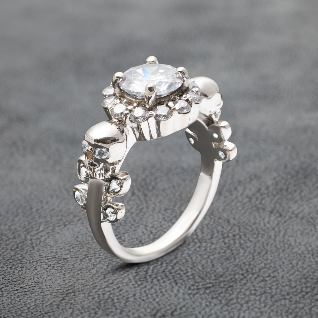Halo Diamond Skull Promise Ring