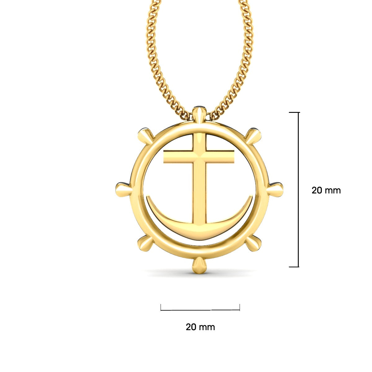 GOLD WHEEL ANCHOR PENDANT