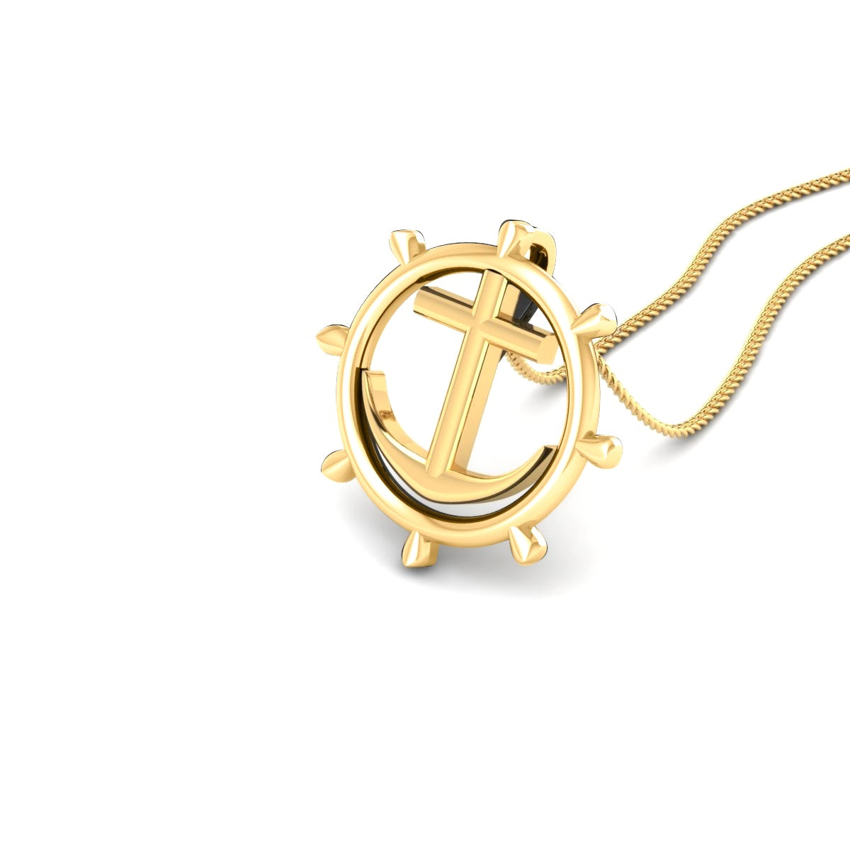 GOLD WHEEL ANCHOR PENDANT