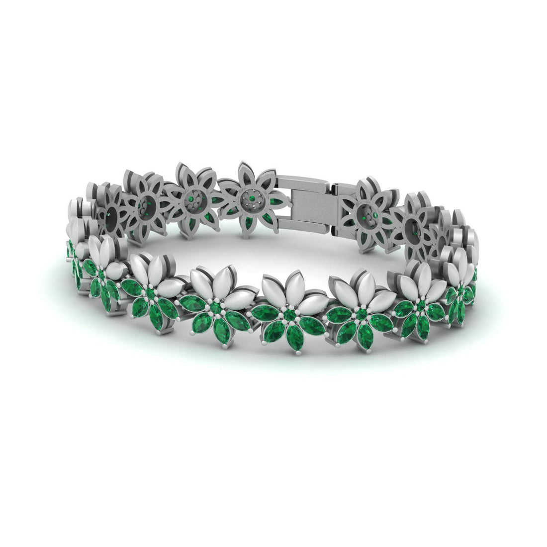 Emerald Flower Tennis Bracelet