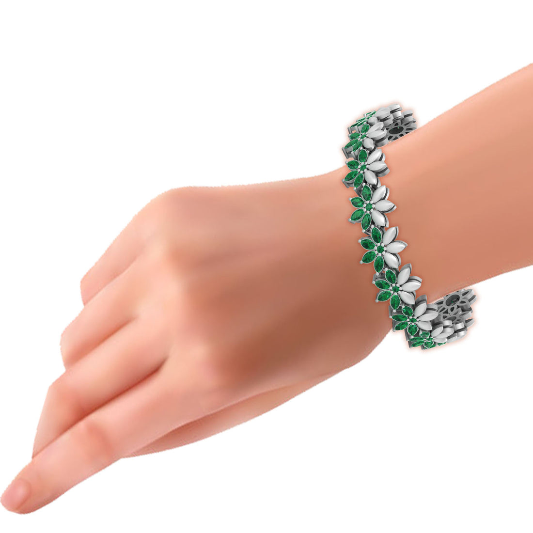 Emerald Flower Tennis Bracelet