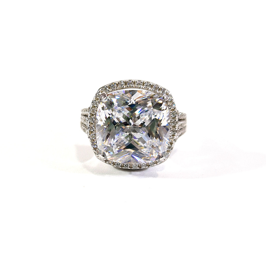 HALO CUSHION DIAMOND PROMISE RING