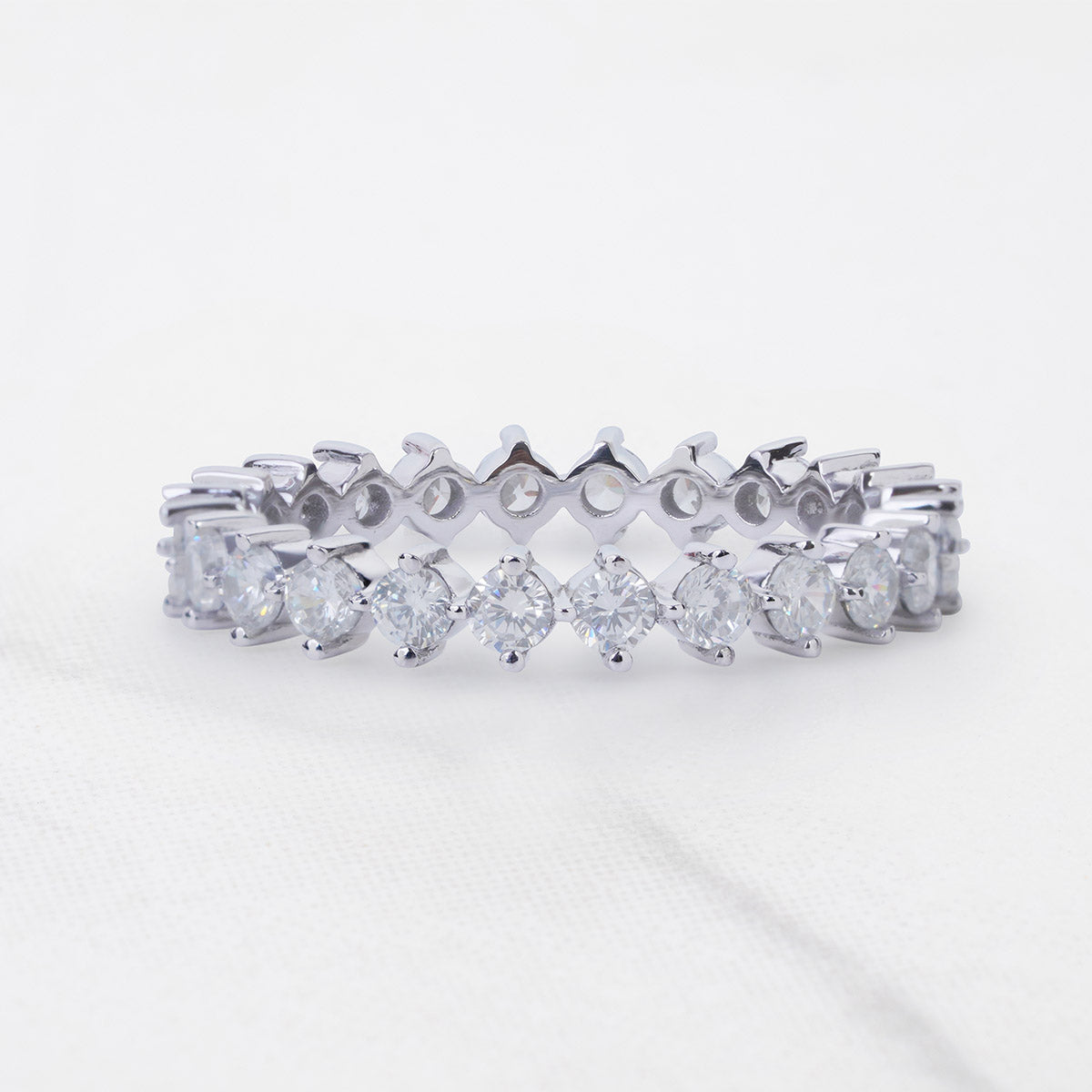 Full Eternity Wedding Band Moissanite Diamond Anniversary Ring Stacking