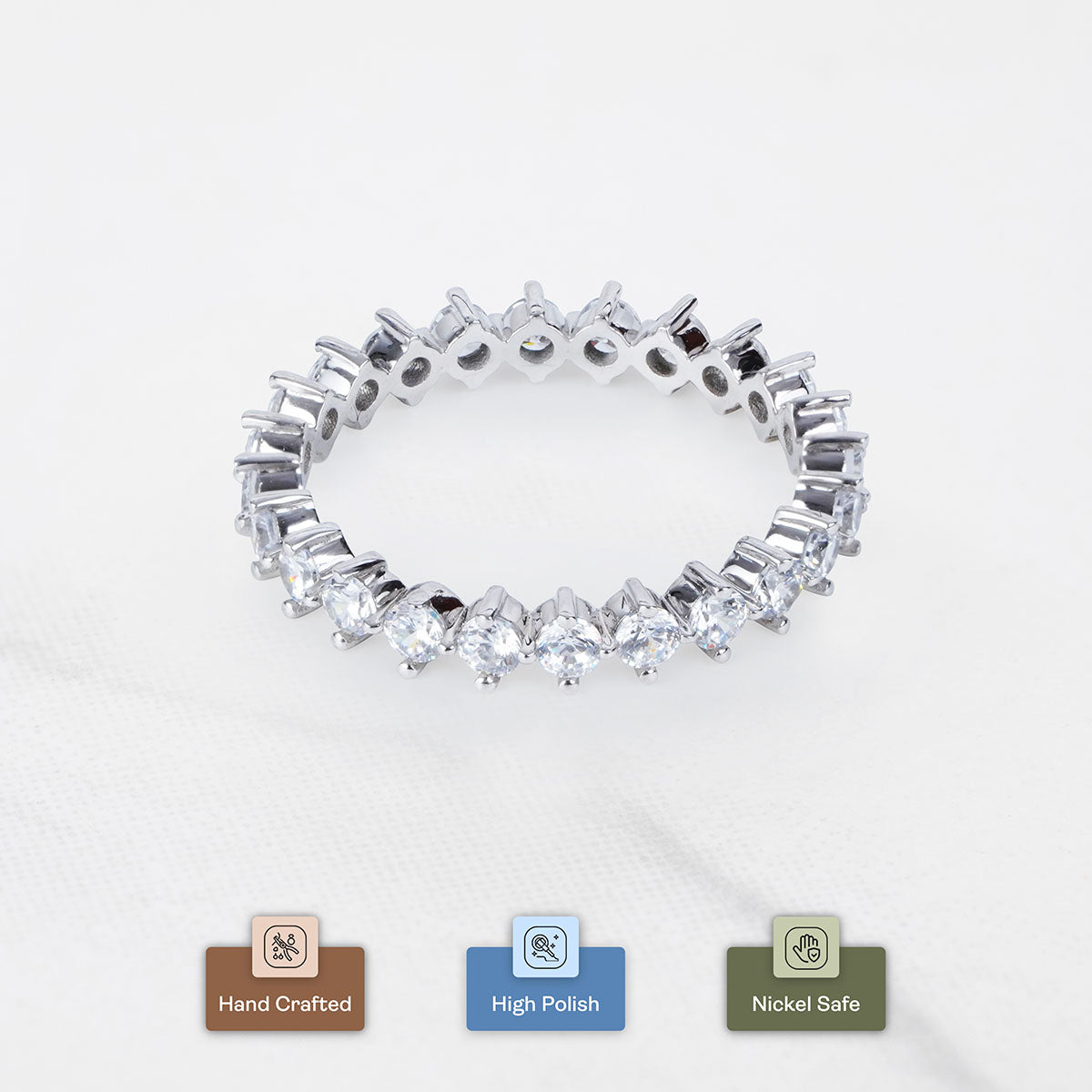 Full Eternity Wedding Band CZ Diamond Anniversary Ring Stacking