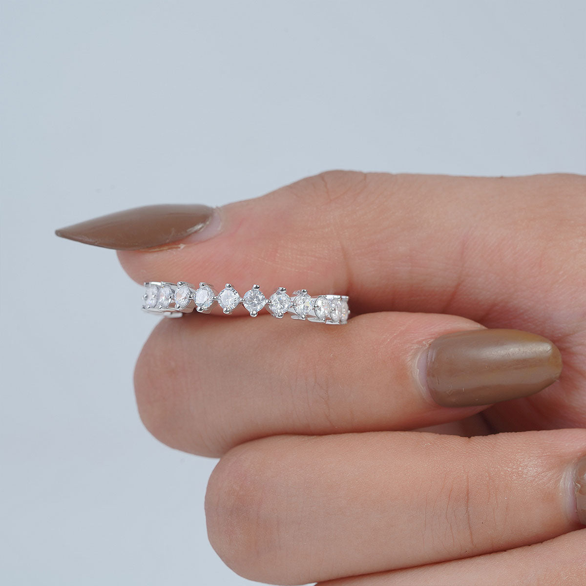 Full Eternity Wedding Band Moissanite Diamond Anniversary Ring Stacking