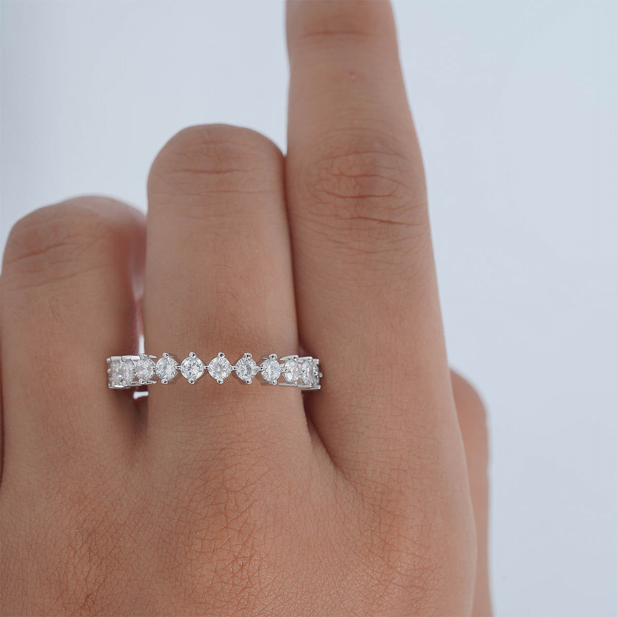 Full Eternity Wedding Band Moissanite Diamond Anniversary Ring Stacking