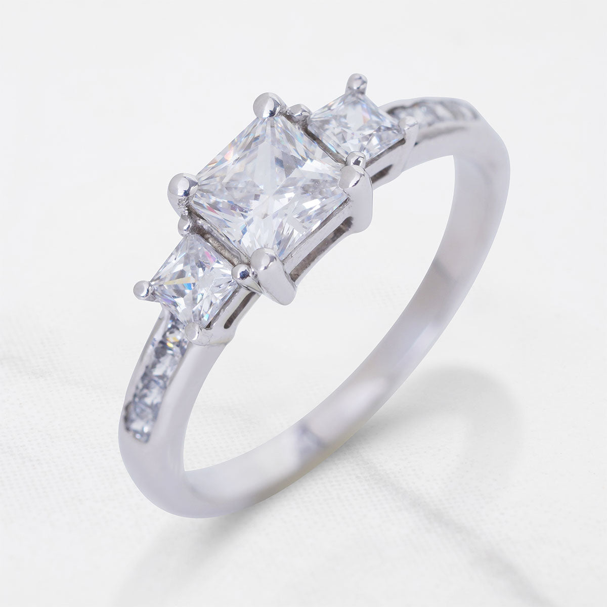 3 Stone Engagement Rings Princess Cut Diamond Promise Ring