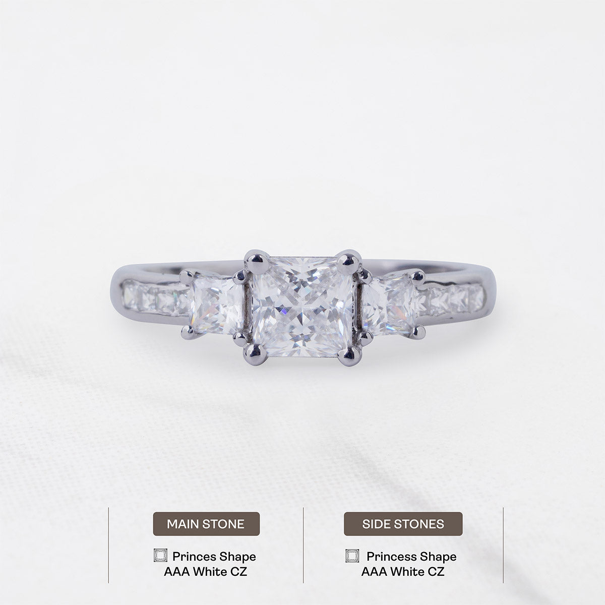 3 Stone Engagement Rings Princess Cut Diamond Promise Ring