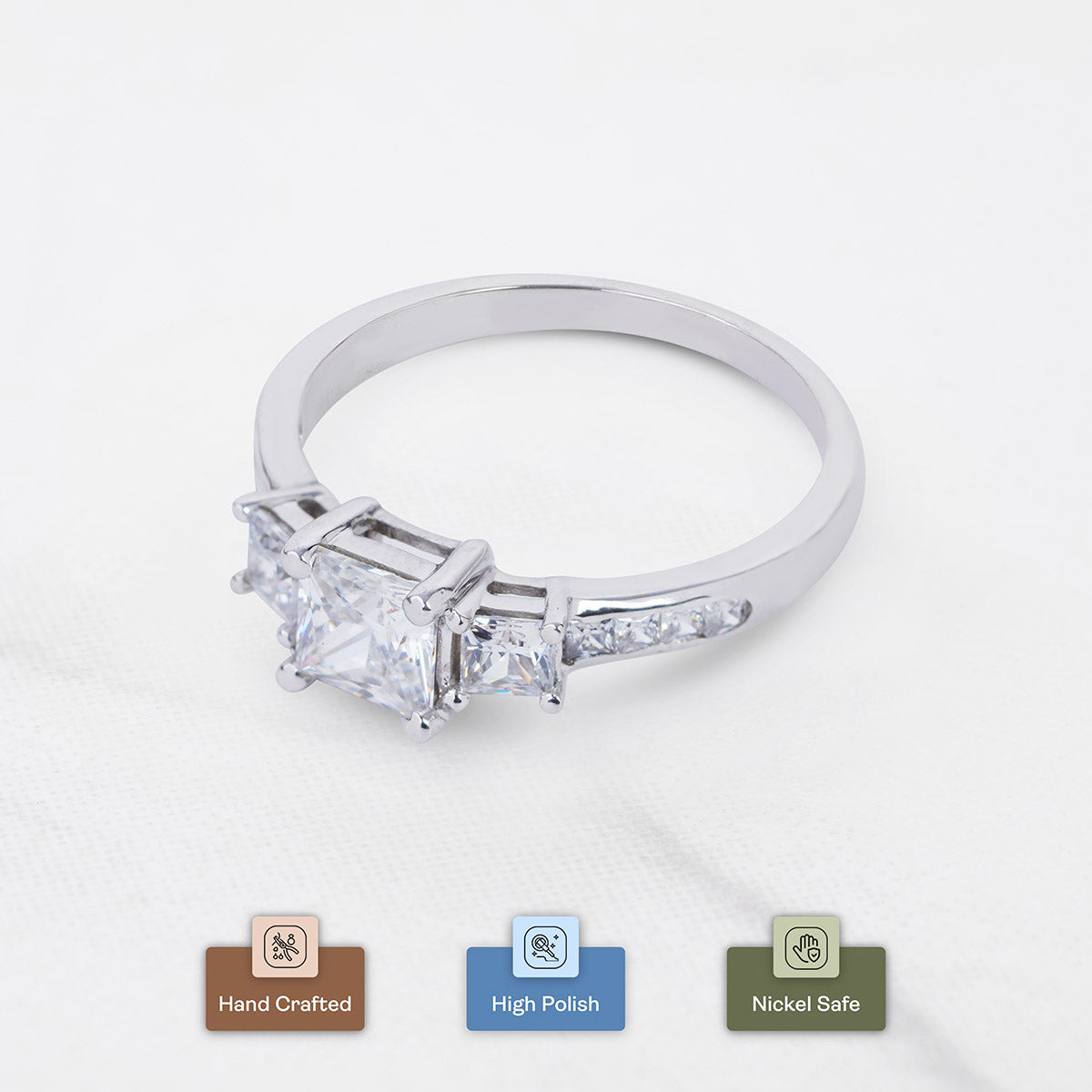 3 Stone Engagement Rings Princess Cut Diamond Promise Ring