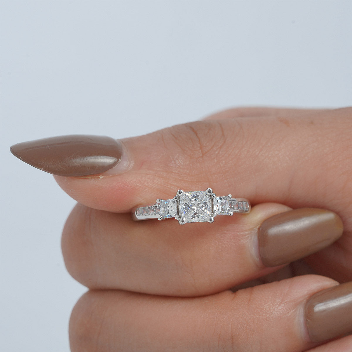 3 Stone Engagement Rings Princess Cut Diamond Promise Ring