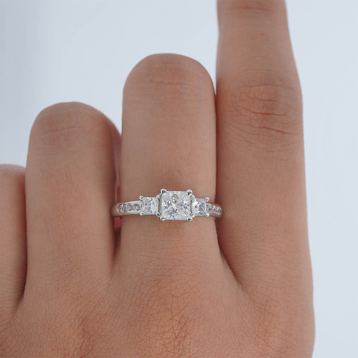 3 Stone Engagement Rings Princess Cut Diamond Promise Ring