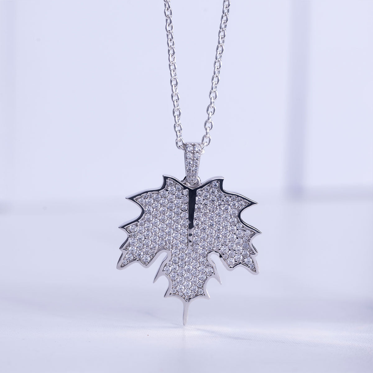 Maple Leaf Necklace Hip Hop Iced Out Pendant Autumn Jewelry