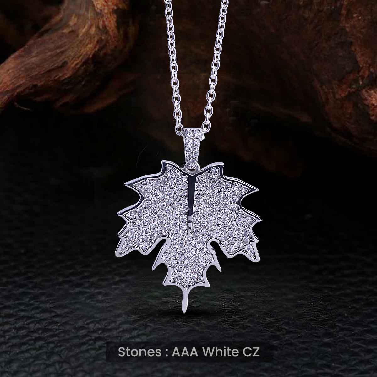Maple Leaf Necklace Hip Hop Iced Out Pendant Autumn Jewelry