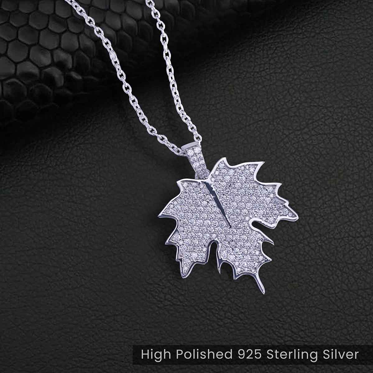 Maple Leaf Necklace Hip Hop Iced Out Pendant Autumn Jewelry