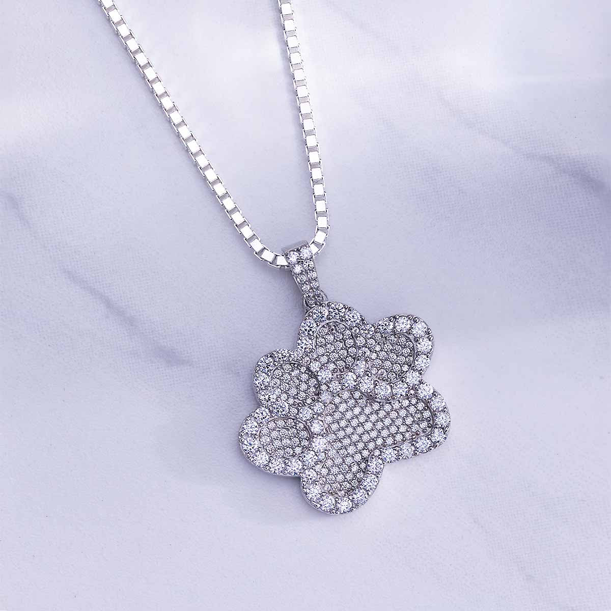 Iced Out Paw Pendant Necklace Animal Pet Jewelry Sterling Silver