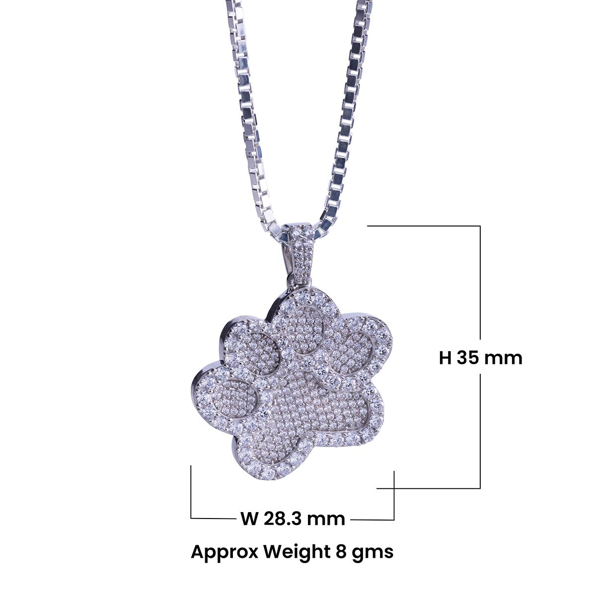 Iced Out Paw Pendant Necklace Animal Pet Jewelry Sterling Silver