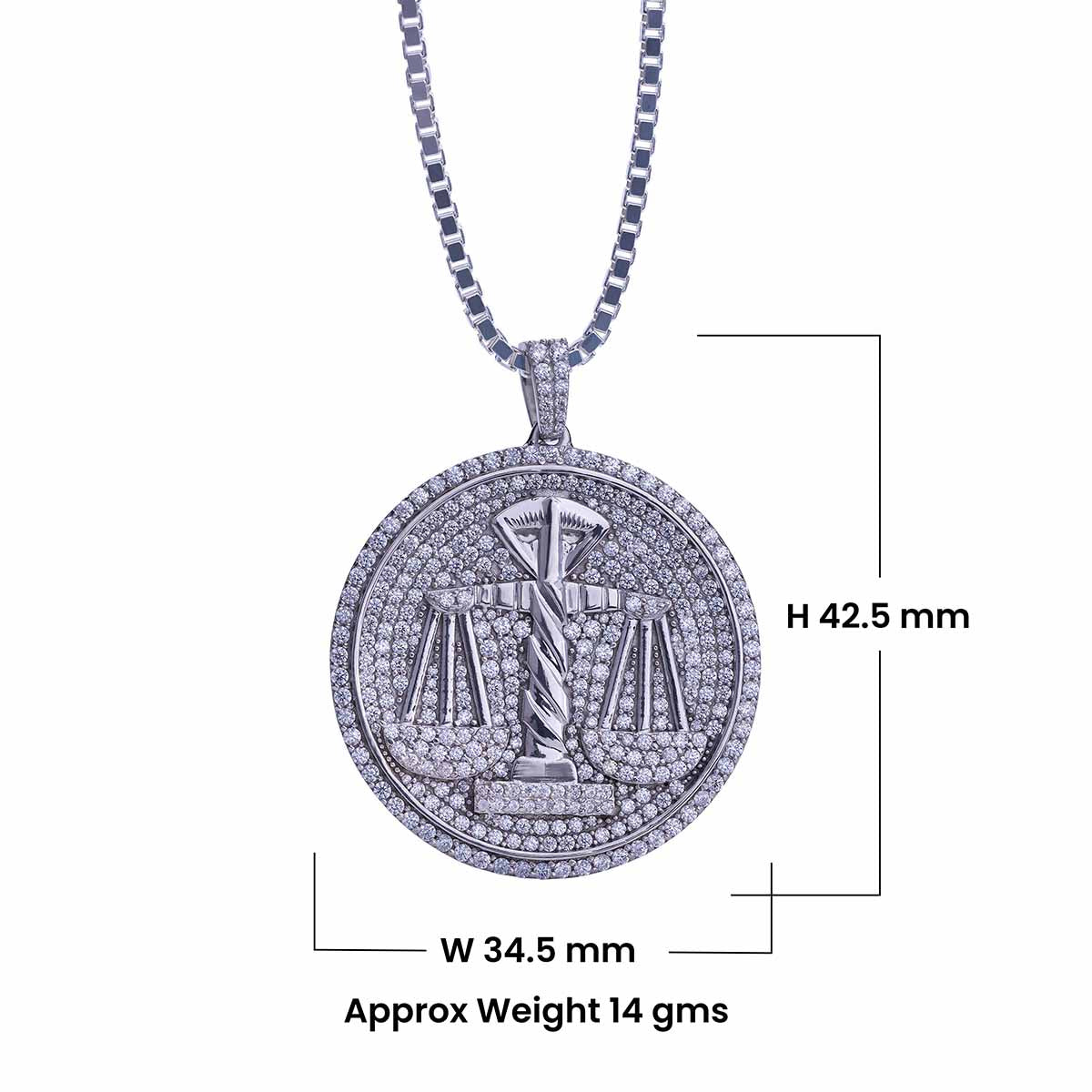 Scale of Justice Necklace Iced Out Weight Balance Scale Pendant Libra Jewelry