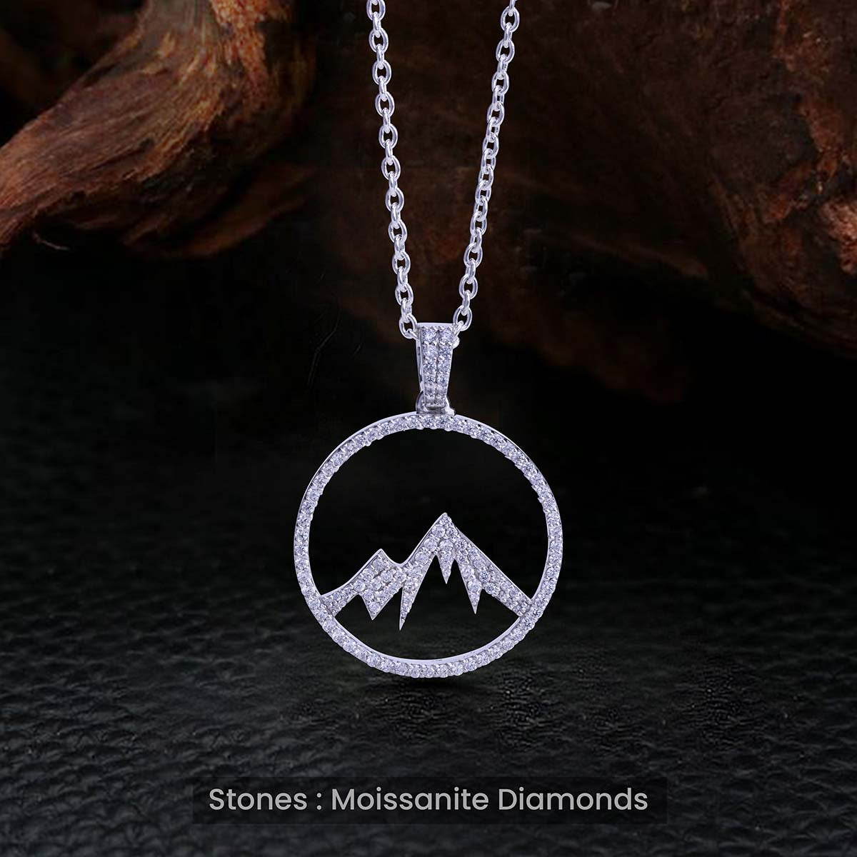 Mountain Peak Pendant Necklace Iced Out Mountaineer Jewelry