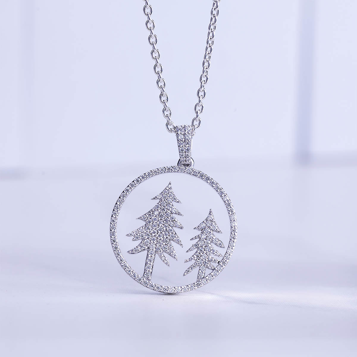 Christmas Tree Necklace Iced Out Xmas Tree Pendant Winter Holiday Jewelry