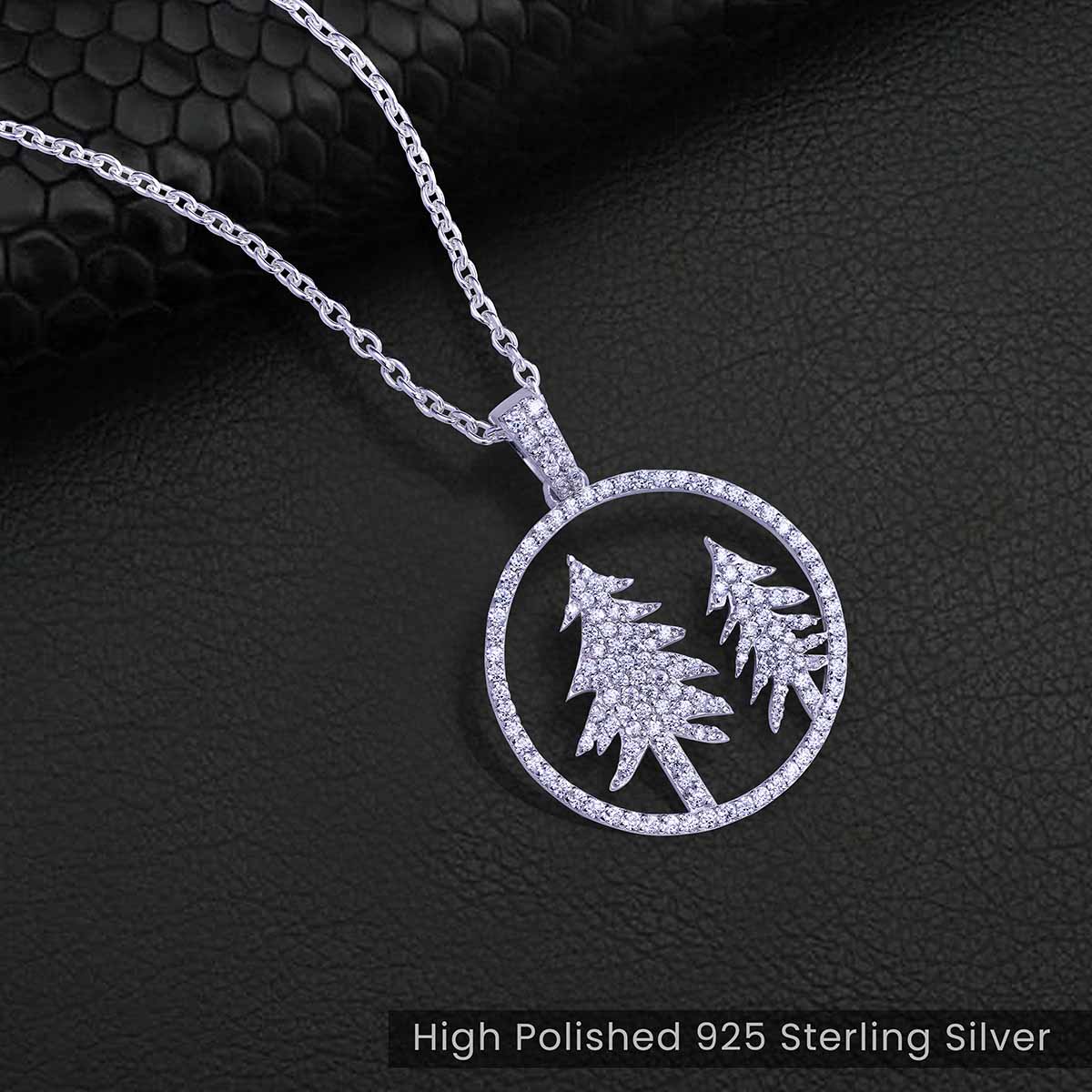 Christmas Tree Necklace Iced Out Xmas Tree Pendant Winter Holiday Jewelry