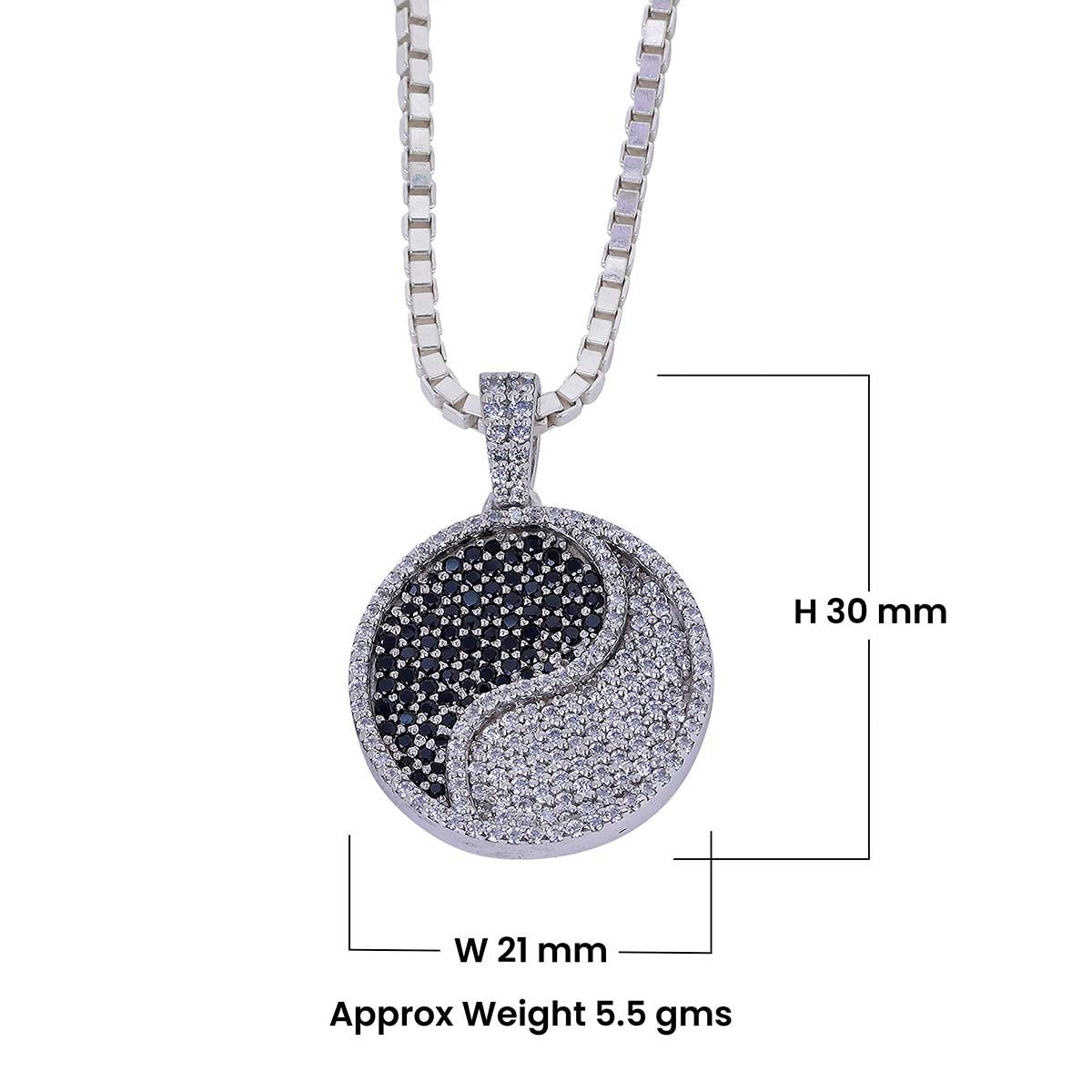 Yin Yang Pendant Necklace Black and White Diamonds Iced Out