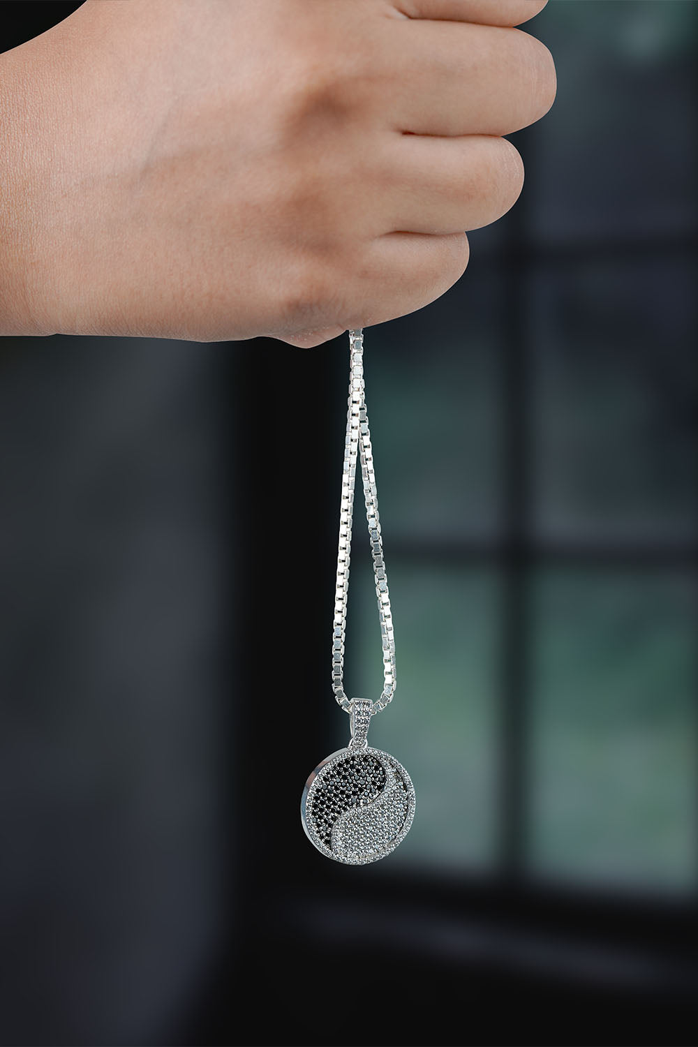 Yin Yang Pendant Necklace Black and White Moissanite Iced Out