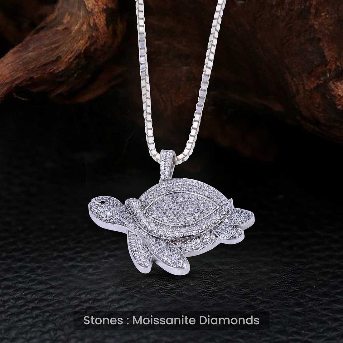 Icy Turtle Pendant Necklace Moissanite Iced Out Ocean Jewelry